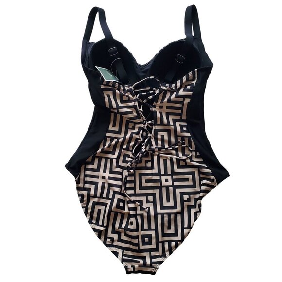 NWT Eomenie Tummy Control One Piece Swimsuit Slimming Lace Up Bathing Suit L - Picture 6 of 14